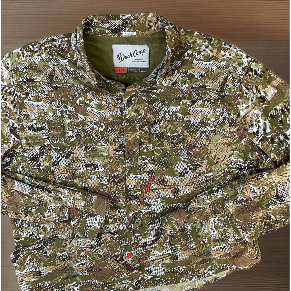 Duck Camp Shirt Sz XL Tall Wingshooting Vented Camouflage Hunting Outdoors Nylon